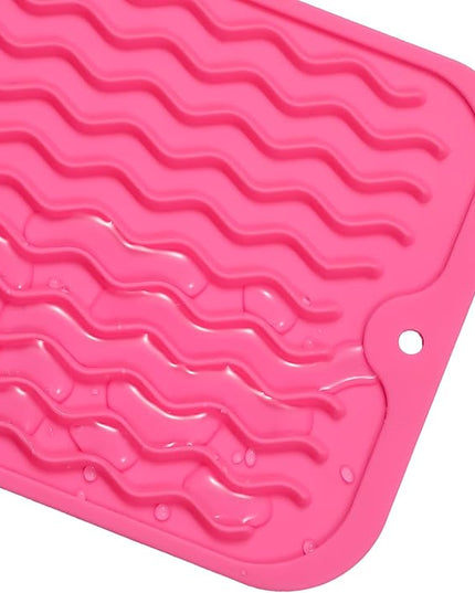 Silicone Dish Drying Mat for Multiple Usage,Easy clean,Eco-friendly,Heat-resistant Silicone Mat for Kitchen Counter or Sink,Refrigerator or Drawer Liner Rose S 12 inches x 6 inches