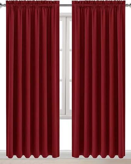 DWCN Blackout Curtains for Living Room Thermal Insulated, Energy Saving & Noise Reducing Bedroom Curtains, Amaranth Red, W 70x L 84 Inch, Set of 2 Rod Pocket Curtain Panels