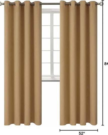 BGment Blackout Curtains for Living Room - Grommet Thermal Insulated Room Darkening Curtains for Bedroom, 2 Panels of 52 x 84 Inch, Khaki
