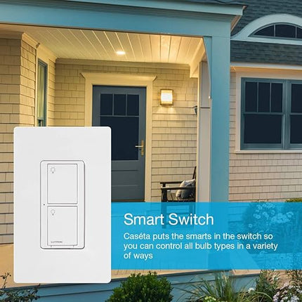 Lutron Caseta Original Smart Light Switch (Lutron Smart Hub Required), for Home, LED Lights, and Fans, 6 Amp, Single-Pole/3-Way, Neutral Required, PD-6ANS-LA, Almond, 12 Pack