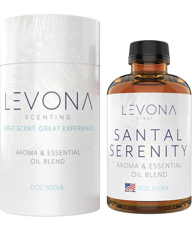 Levona Scent Santal Serenity Essential Oil: Notes of Sandalwood, Papyrus & Amber - aromatherapy oils for hotel, home and office - Fragrance oil for diffusers & Humidifiers - Home Luxury Scents -500 Ml