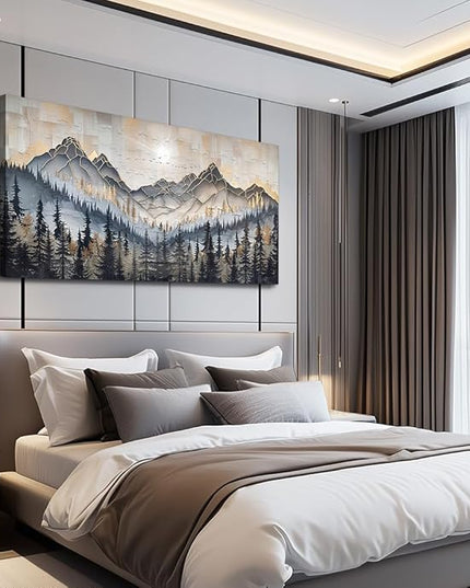 PHAOHUAXM Large Wall Art For Bedroom Wall Decor For Living Room Modern Office Dining Room Decor Abstract Ink-Wash Landscape Mountain Wall Pictures Printed Canvas Mountain Artwork Home Decor 20"X40"
