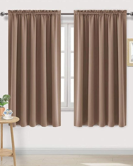 DWCN Blackout Curtains for Bedroom – Rod Pocket Thermal Insulated Noise Reducing Noise Reducing Drapes for Living Room, W 60 x L 63 Inch, 2 Panels, Khaki