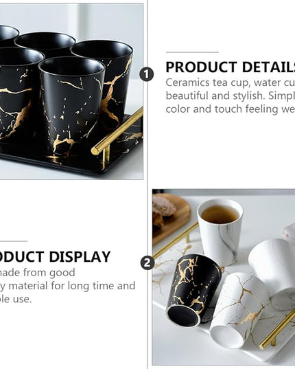 2pcs Ceramic Marbling Cups Nordic Style Black Gold Marble Pattern Drinkware for Coffee Tea Water Porcelain Mugs Elegant Idea