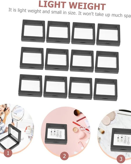 VALICLUD 20pcs Stackable Floating Jewelry Storage Holders Transparent Display Boxes for Rings Earrings Medals Organizer for Women