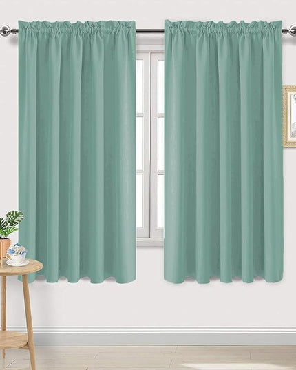 DWCN Blackout Curtains for Living Room Thermal Insulated, Energy Saving & Noise Reducing Bedroom Curtains, Sage Green, W 60x L 63 Inch, Set of 2 Rod Pocket Curtain Panels