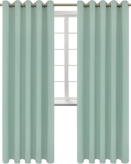 BGment Blackout Curtains - Grommet Thermal Insulated Room Darkening Bedroom and Living Room Curtains, Set of 2 Panels (70 x 84 Inch, Frosty Green)