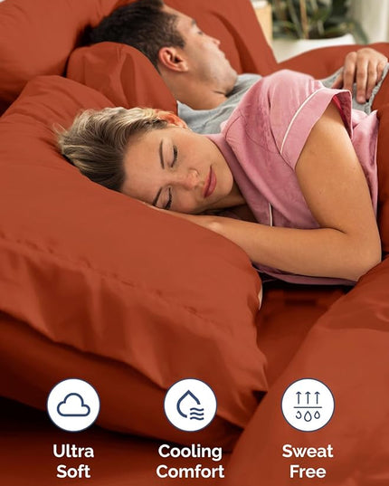 Extra Deep Split King Sheet Set - 7 Piece Breathable & Cooling Sheets - Hotel Luxury Bed Sheets Set - Easy Fit - Soft, Wrinkle Free & Comfy Sheets Set - Terracotta Sheet Set with Extra Deep Pockets