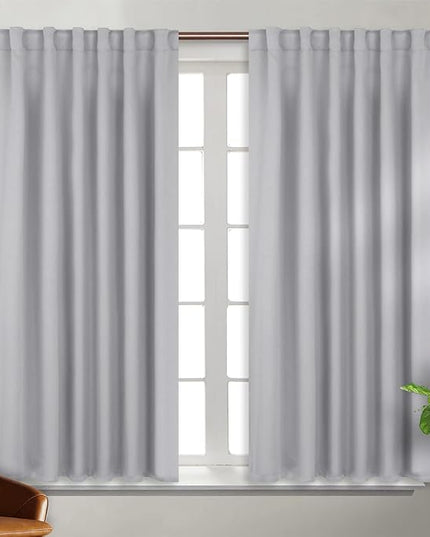 BGment Rod Pocket and Back Tab Blackout Curtains for Bedroom - Thermal Insulated Room Darkening Curtains for Living Room, Set of 2 Panels (52 x 54 Inch, Light Grey)