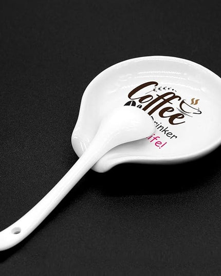 Funny Colourful Coffee Spoon Rest- Ceramic Coffee Spoon Holder-Cafe Station Bar Accessories-Coffee Drinker in Your Life Sign