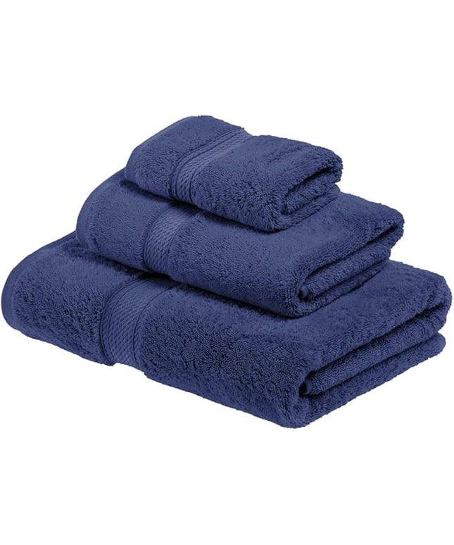 Superior Egyptian Cotton Pile 3 Piece Towel Set, Includes 1 Bath, 1 Hand, 1 Face Towel/Washcloth, Ultra Soft Luxury Towels, Thick Plush Essentials, Guest Bath, Spa, Hotel Bathroom, Navy Blue