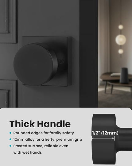 Black Dummy Door Knob, Heavy Duty Closet Door Knob, Square Individual Dummy Door Knob Single Side (2 Pieces/1 Pack)