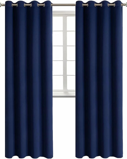 BGment Blackout Curtains for Living Room - Grommet Thermal Insulated Room Darkening Curtains for Bedroom, 2 Panels of 52 x 95 Inch, Navy