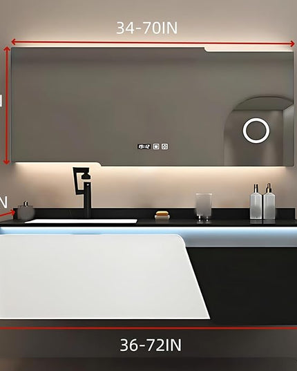 36IN Luxury Suspended Bathroom Vanity - Modern Bathroom Cabinet Combination Set with Sensor Light, Makeup Mirror Contains LED Lights & Defogging Function | Wide Countertop, 2 Drawers (Mirror)