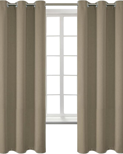 BGment Room Darkening Curtains 63 Inches Long - Grommet Thermal Insulated Drapes Window Treatment Curtains for Bedroom, 2 Panels, 42 x 63 Inch, Cocoa