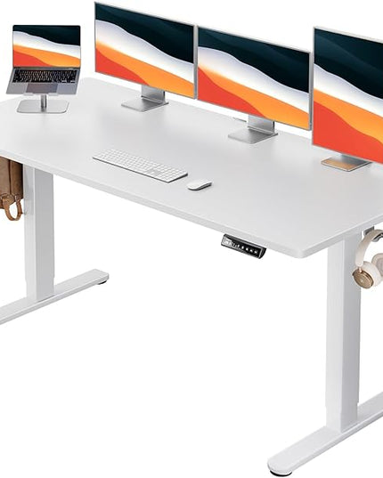 HUANUO Electric Standing Desk, 60" x 24" Whole Piece Desktop, Adjustable Height Computer Desks, 4 Height Memory Settings, Sit Stand Up Desk for Home Office, Light Vintage