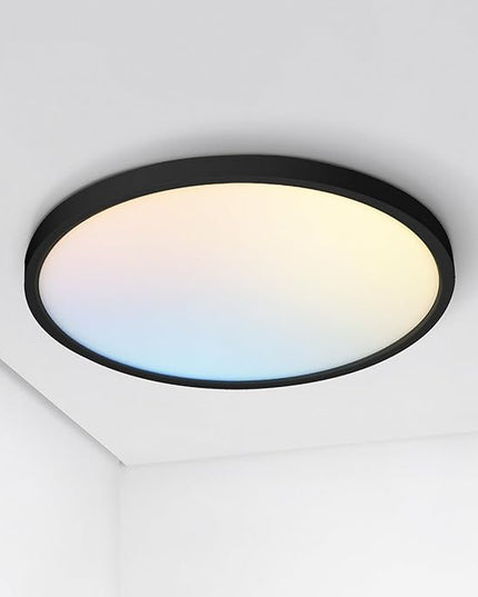 ASD LED 12" Round Flush Mount Ceiling Light Fixture, Low Profile Surface Lighting | 5CCT, Dimmable, Ultra-Thin, ETL Listed | 24W 1900LM 2700-6000K 120V | Kitchen, Bedroom, Hallway Lamp | Black