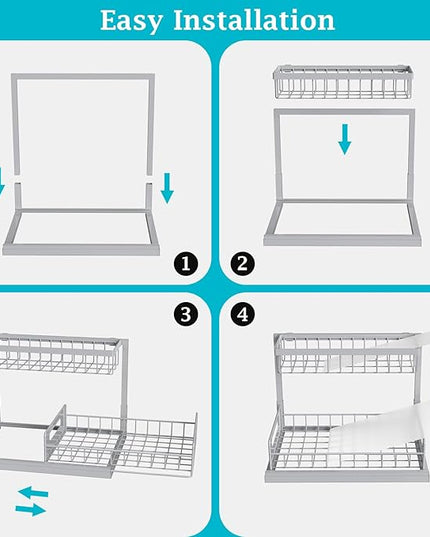 REALINN Under Sink Organizer, Pull Out Cabinet Organizer 2 Tier Slide Out Sink Shelf Cabinet Storage Shelves, Storage for Kitchen Bathroom, Grey, 1 Pack