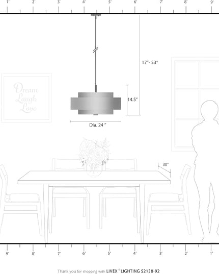 Livex Lighting Fabric Shade 52138-92 Meridian 5 Light English Bronze Pendant