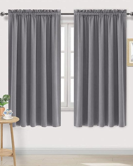 DWCN Blackout Curtains for Bedroom – Rod Pocket Thermal Insulated Noise Reducing Noise Reducing Drapes for Living Room, W 60 x L 63 Inch, 2 Panels, Grey