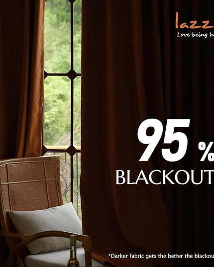 Lazzzy Burnt Orange Blackout Velvet Curtains 84 Inch Long Thermal Insulated Room Darkening Curtain Drapes Luxury Back Tab Window Treatments for Bedroom Living Room 2 Panels, 52 x 84 Inch, Caramel