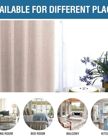 H.VERSAILTEX 100% Blackout Curtains for Bedroom 63 Inches Long Grommet Linen Face Full Light Blocking Curtain Drapes for Living Room Thermal Linen Look Curtains 2 Panels Set, 52" W x 63" L, Natural
