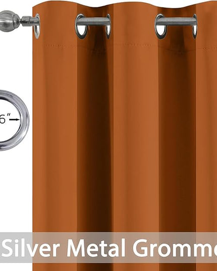 Yakamok Blackout Curtains for Bedroom,Thermal Insulated Blackout Grommet Top Drapes for Living Room, Burnt Orange,38x84 Inch, 2 Panels