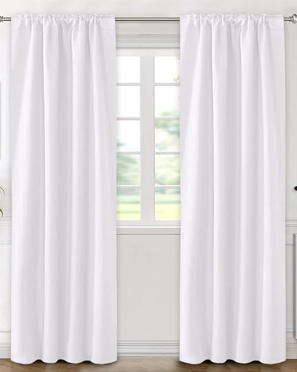 H.VERSAILTEX White Curtains Thermal Insulated Window Treatment Panels Room Darkening Privacy Assured Drapes for Living Room Back Tab/Rod Pocket Bedroom Draperies, 42 x 84 Inch, 2 Panels