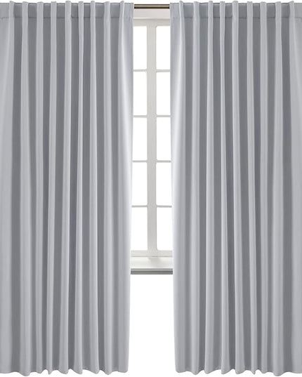BGment Rod Pocket and Back Tab Blackout Curtains for Bedroom - Thermal Insulated Room Darkening Curtains for Living Room, 2 Window Curtain Panels (70 x 84 Inch, Light Grey)
