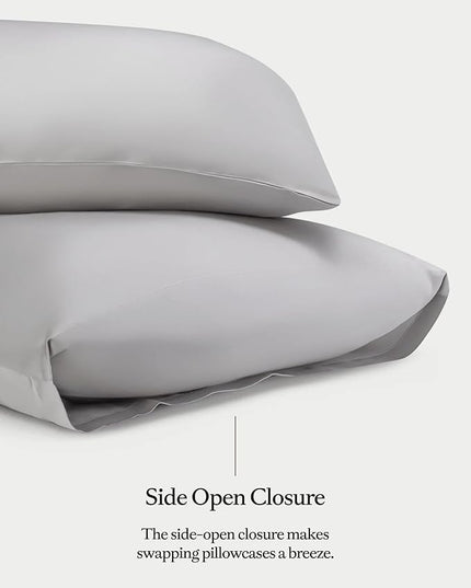 Cozy Earth King Pillowcases Set of 2 - Made of 100% Viscose from Bamboo, Ultra-Soft & Luxury, Woven from Naturally Breathable & Lightweight Fabric - Light Grey