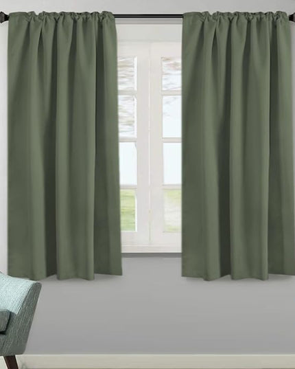 H.VERSAILTEX Blackout Curtains Thermal Insulated Window Treatment Panels Room Darkening Blackout Drapes for Living Room Back Tab/Rod Pocket Bedroom Draperies (2 Panels, Bronze Green, 52 x 63 Inch)