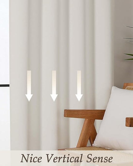 Gwine Natural Light Filtering Curtains for Bedroom 84 inches Long 2 Panels Set, Solid Noise Reducing Thermal Insulated Blackout Curtains for Living Room with Rod Pocket, Each 40" Wx84 L
