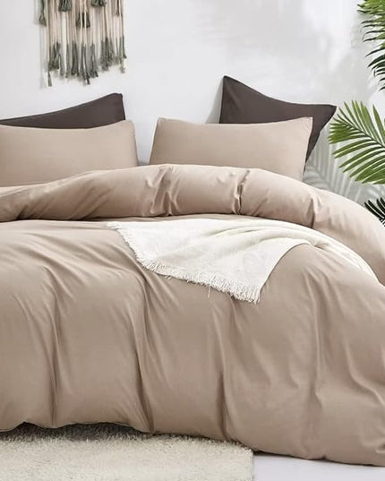 CLOTHKNOW Khaki Queen Comforter Set Cream Coffee Bedding Comforter Sets Soft Taupe Queen Comforter All Season Wheat Tan Comforter Sets Queen