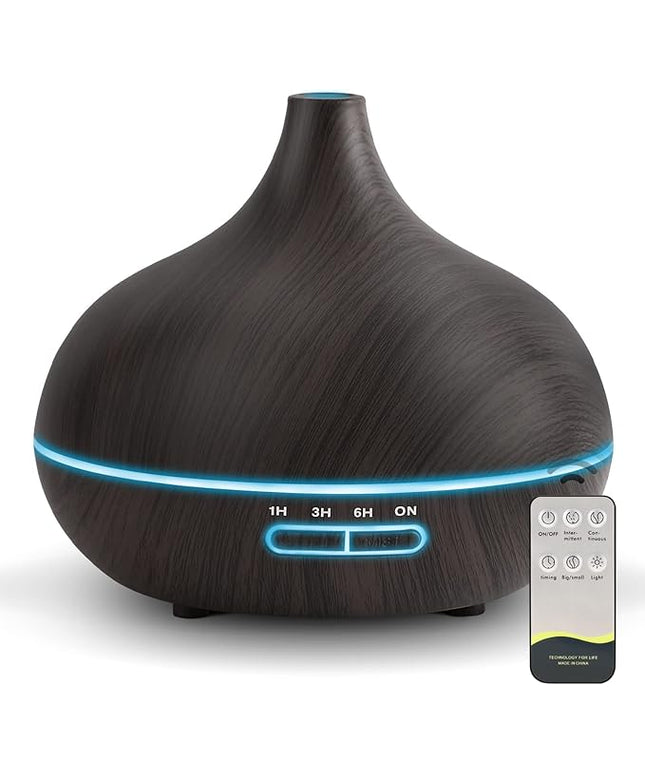 Diffusers for Essential Oils Large Room, 550ml Essential Oil Diffusers with Remote Control, Ultrasonic Oil Diffuser with Timer, 7 Colors Light for Bedroom