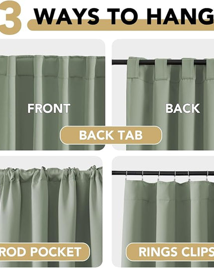 H.VERSAILTEX Blackout Curtains Thermal Insulated Window Treatment Panels Room Darkening Blackout Drapes for Living Room Back Tab/Rod Pocket Bedroom Draperies (2 Panels, Cyan, 52 x 96 Inch)