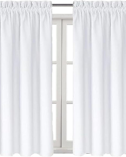 DWCN White Curtains for Living Room Thermal Insulated, 50% Light Blocking Curtains for Bedroom, Dining Room Window, W 38x L 54 Inch, Set of 2 Rod Pocket Curtain Panels
