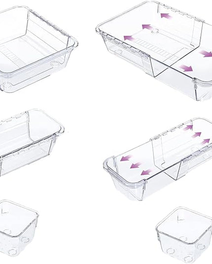 Expandable Drawer Management Systems With Adjustable ABS Materials Storage Tray For Home Organization Expandable Storage Tray
