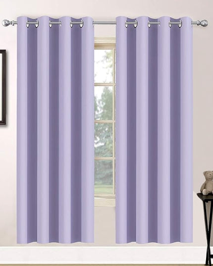 Yakamok Room Darkening Grommet Window Drapes Thermal Insulated Light Blocking Blackout Curtains for Bedroom(52Wx72L,Lilac,2 Panels)