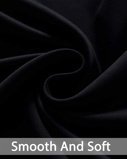 Yakamok Blackout Curtains Room Darkening Thermal Insulated Window Panels,Solid Grommet Top Drapes for Bedroom/Living Room(52Wx90L, Black, 2 Panels)