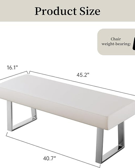ZckyCine Modern Mid-Century Style 4-Piece Dining Table Set Rectangular Wooden Table 2 Soft Cushioned Leather Chairs 1 Bench, Suitable for 4-Person Dining