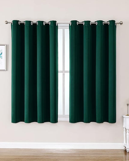 ChrisDowa Grommet Blackout Curtains for Bedroom and Living Room - 2 Panels Set Thermal Insulated Room Darkening Curtains (Forest Green, 52W x 45L)