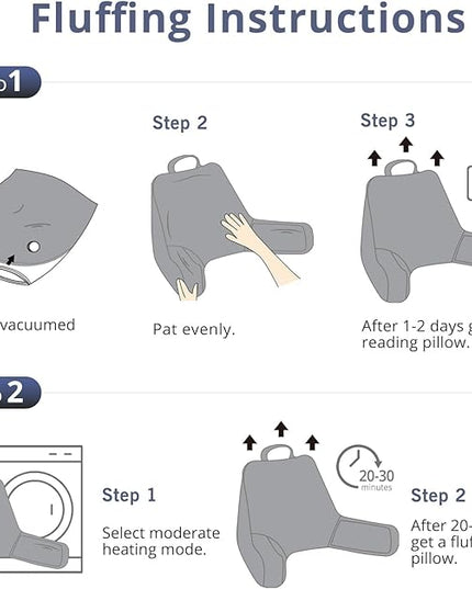 Sasttie Reading Pillow, Velvet Back Pillow for Bed Sitting Up, Adult Back-Rest Support Cushion with Arms for Sit Up on Couch, Sofa, and Floor, Dorm Essentials, Reading Accessories, Grey Purple