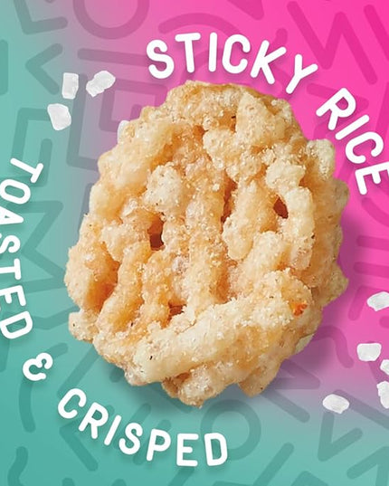 Wowza Sea Salt - Healthy Snacks, Mini Rice Cakes, Sticky Rice Crunchy Snack, Low Calorie, Savory Rice Crisp - Ideal Healthy Snack for Adults & Kids, 3.5 oz Bag, 8 Pack