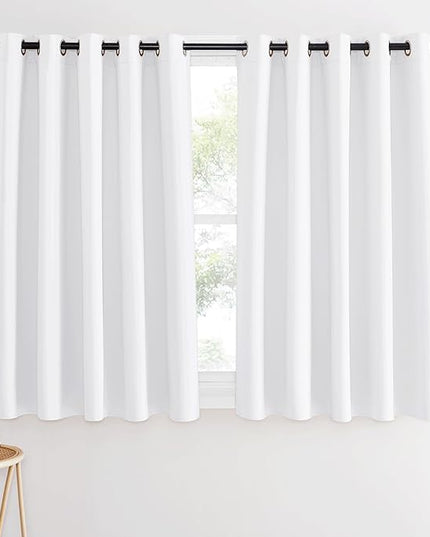 NICETOWN Room Darkening White Curtain for Bedroom - Window Treatment Thermal Curtain Grommet Light Blocking Sound Reducing Drape Privacy for Cafe/Kitchen (1 Panel, W66 x L54)