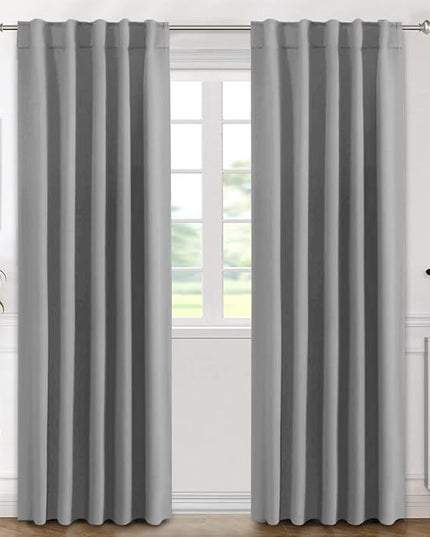 H.VERSAILTEX Blackout Curtains Thermal Insulated Window Treatment Panels Room Darkening Blackout Drapes for Living Room Back Tab/Rod Pocket Bedroom Draperies (2 Panels, Grey, 42 x 84 Inch)