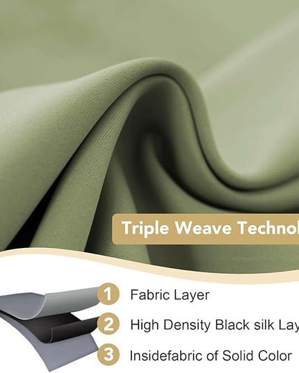 H.VERSAILTEX Premium Blackout Thermal Insulated Room Darkening Curtains for Bedroom/Living Room - Classic Grommet Top (2 Panels, Sage, 52 Inch by 84 Inch)