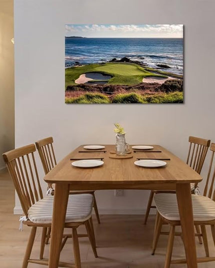 chenchenArt California Coastline Golf Course Wall Art Prints USA Golf Course Canvas Wall Decor for Living Room Bedroom Bathroom Home Decorations Painting Framed Ready to Hang(24''H x 36''W)