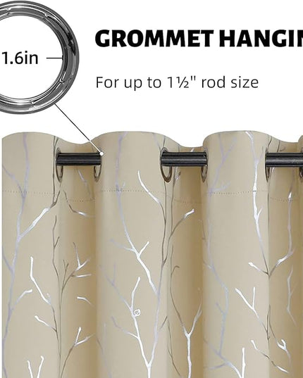 BUHUA Grommet Top Window Draps for Living Room Bedroom Curtains Energy Saving Room Darkening Impede Light Privacy Curtains, 38W x 72L,2 Panels, Beige