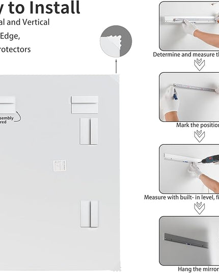 Mirrorons Beveled Mirror, Bathroom Mirrors for Wall 20" x 28", Frameless Rectangle Bathroom Mirror with Beveled Edge, Hangs Horizontally or Vertically, Upgraded Packing