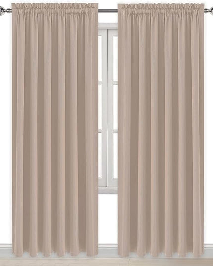 DWCN Blackout Curtains for Living Room Thermal Insulated, Energy Saving & Noise Reducing Bedroom Curtains, Camel, W 70x L 84 Inch, Set of 2 Rod Pocket Curtain Panels